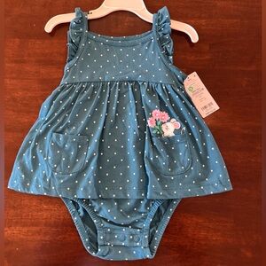 Carter's Teal Polka Dot Dress with Mouse Design